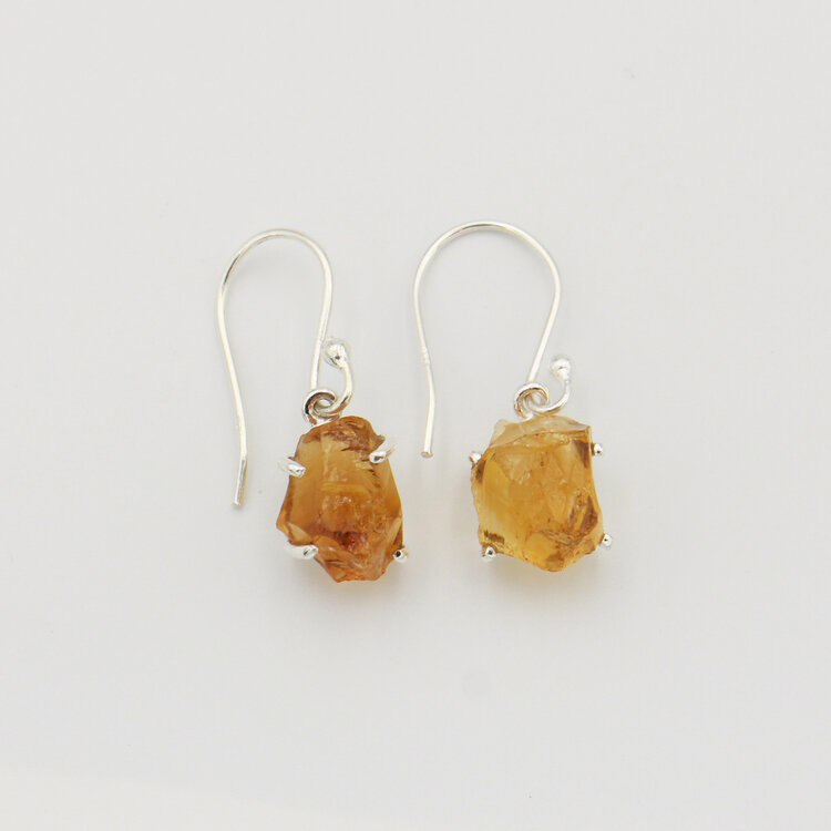Rough Citrine Sterling Earrings