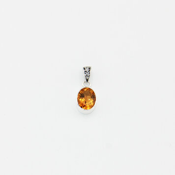 Citrine Oval Sterling Pendant