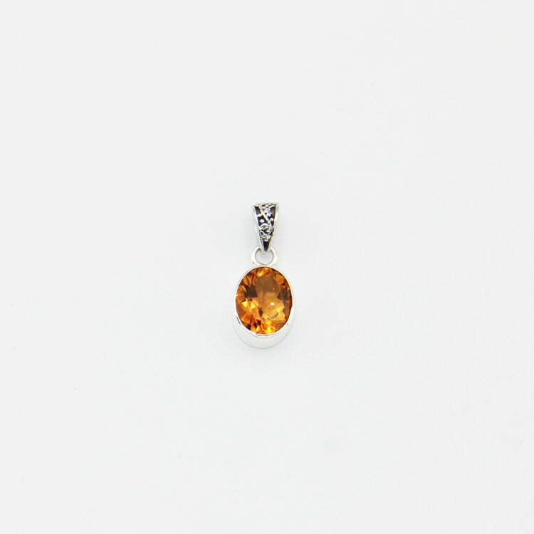 Citrine Oval Sterling Pendant
