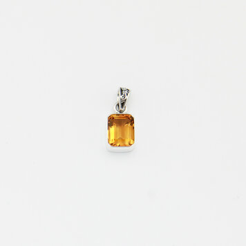 Citrine Rectangle Sterling Pendant