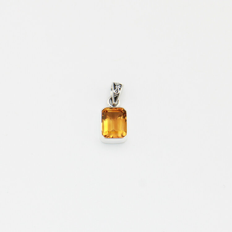 Citrine Rectangle Sterling Pendant