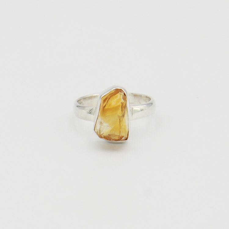 Raw Citrine Sterling Ring Sz 9