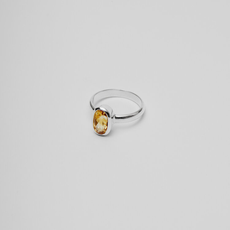 Citrine Oval Sterling Ring Sz 8.5
