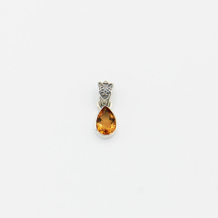 Citrine Pear Sterling Pendant