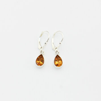 Citrine Small Pear Sterling Earrings