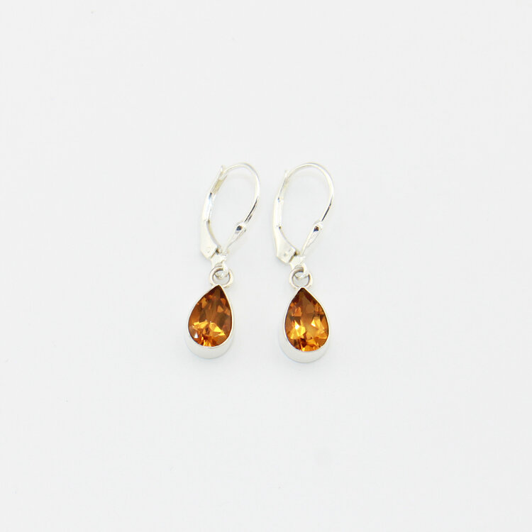 Citrine Small Pear Sterling Earrings