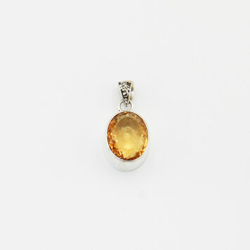 Citrine Oval Sterling Pendant