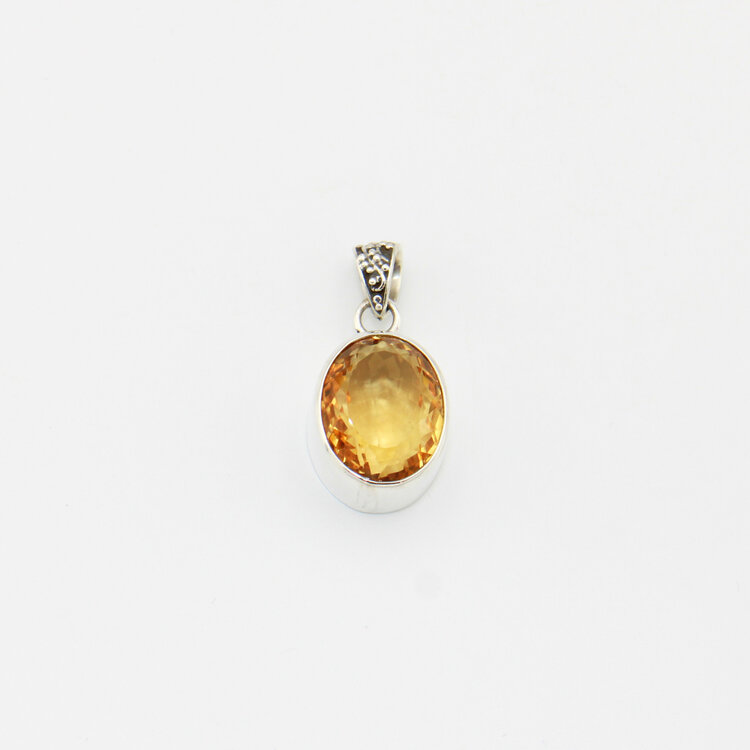 Citrine Oval Sterling Pendant