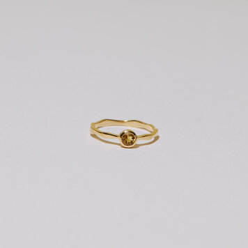 Dainty Citrine Round Vermeil Ring Sz 8