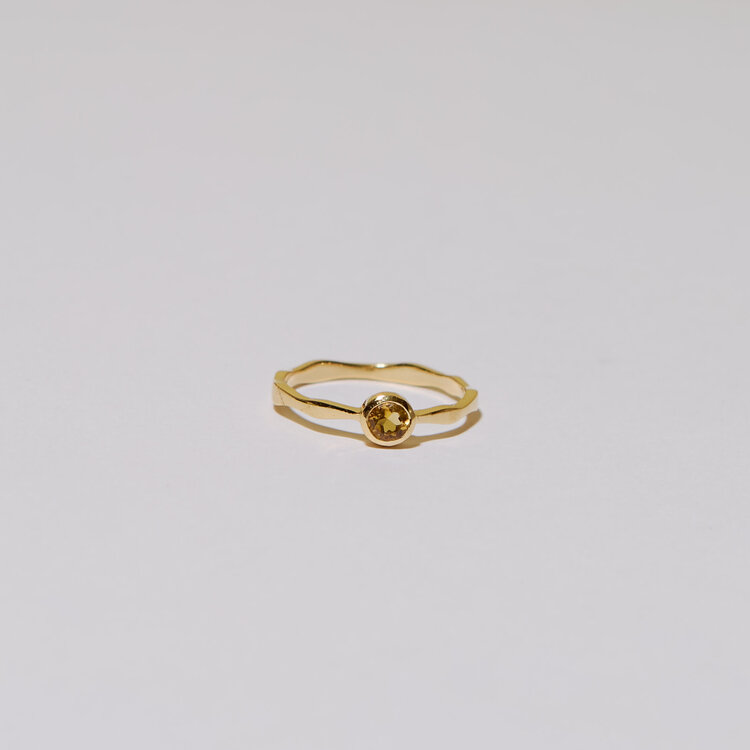 Dainty Citrine Round Vermeil Ring Sz 8