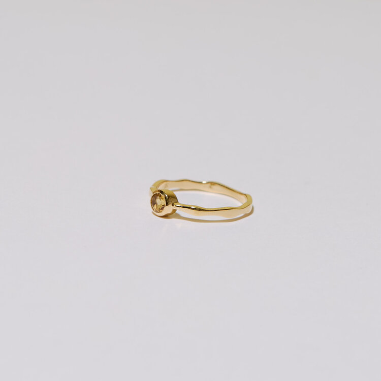Dainty Citrine Round Vermeil Ring Sz 8