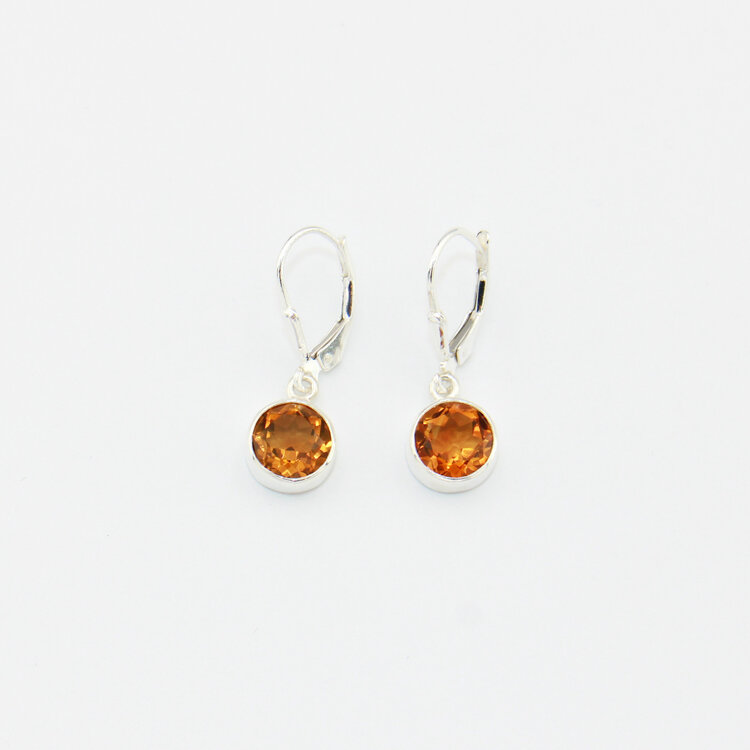 Citrine Round Sterling Earrings