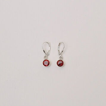 Garnet Small Round Sterling Earrings