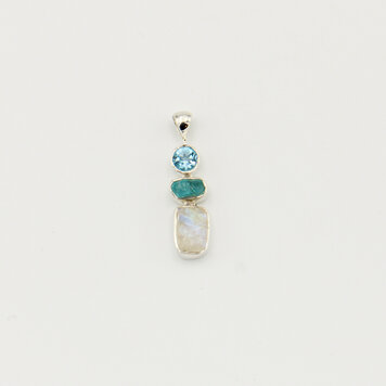 Moonstone, Apatite & B. Topaz Sterling Pendant