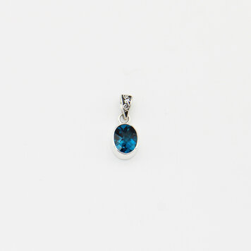 London Blue Topaz Oval Sterling Pendant