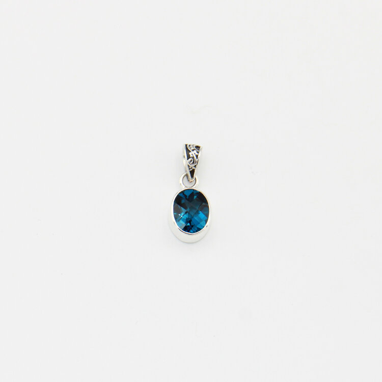 London Blue Topaz Oval Sterling Pendant