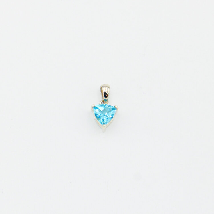 Blue Topaz Trilliant Sterling Pendant