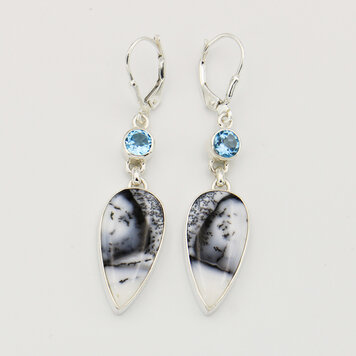 Dendratic Agate w/Blue Topaz Earrings