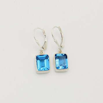 Blue Topaz Lg Emerald Cut Sterling Earrings Blue Topaz Lg Emerald Cut Sterling Earrings