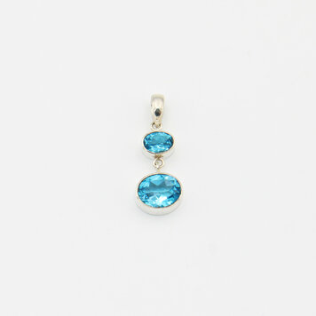 Swiss Blue Topaz Double Oval Sterling Pendant
