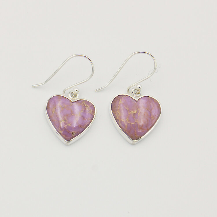 Phosphosiderite Heart Sterling Earrings