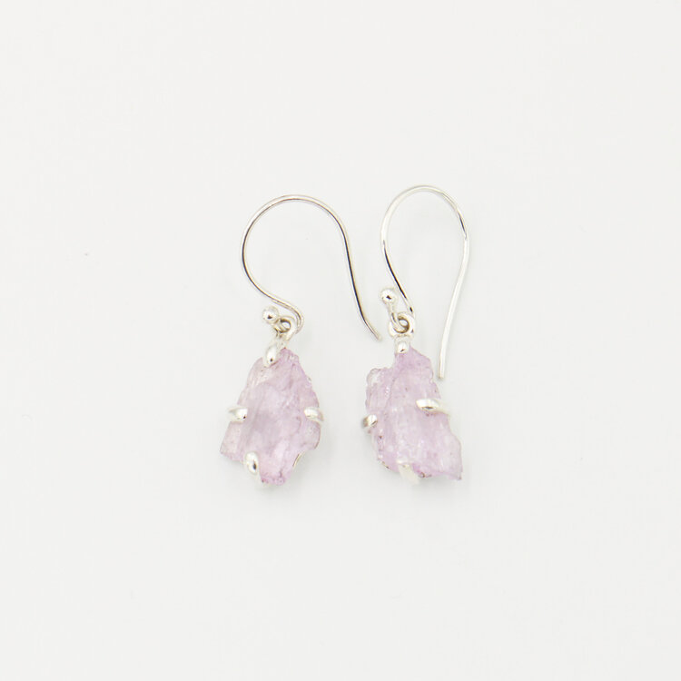 Rough Kunzite Sterling Earrings