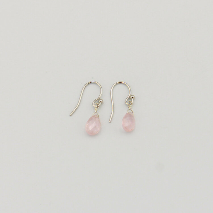 Morganite Faceted Bead Drop Sterling Earrings
