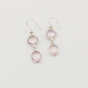 Rose Quartz Two Stone Sterling Earrings Rose Quartz Two Stone Sterling Earrings