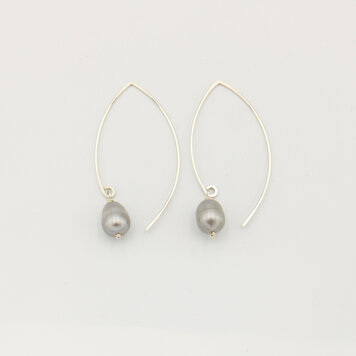 Grey Pearl Large Curved Sterling Threader