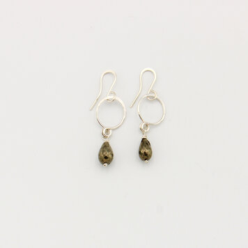 Petite Gemstone Sterling Circle Earrings