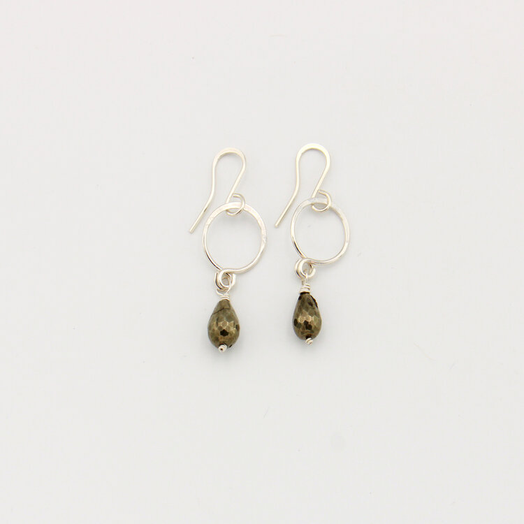 Petite Gemstone Sterling Circle Earrings