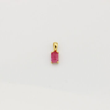 Tiny Rectangle Ruby Sterling GP Pendant