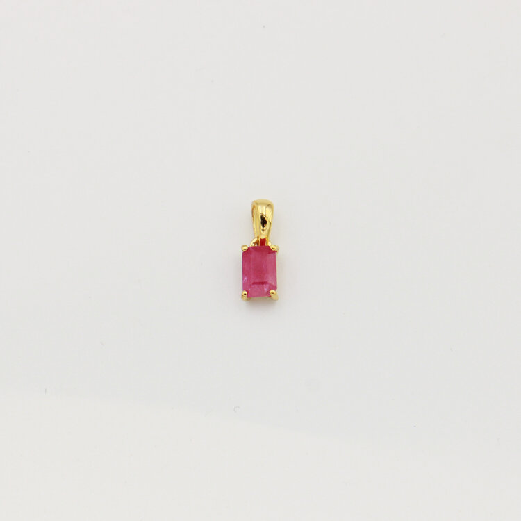 Tiny Rectangle Ruby Sterling GP Pendant