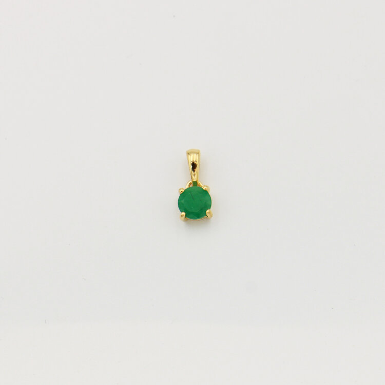 Tiny Round Emerald Sterling GP Pendant