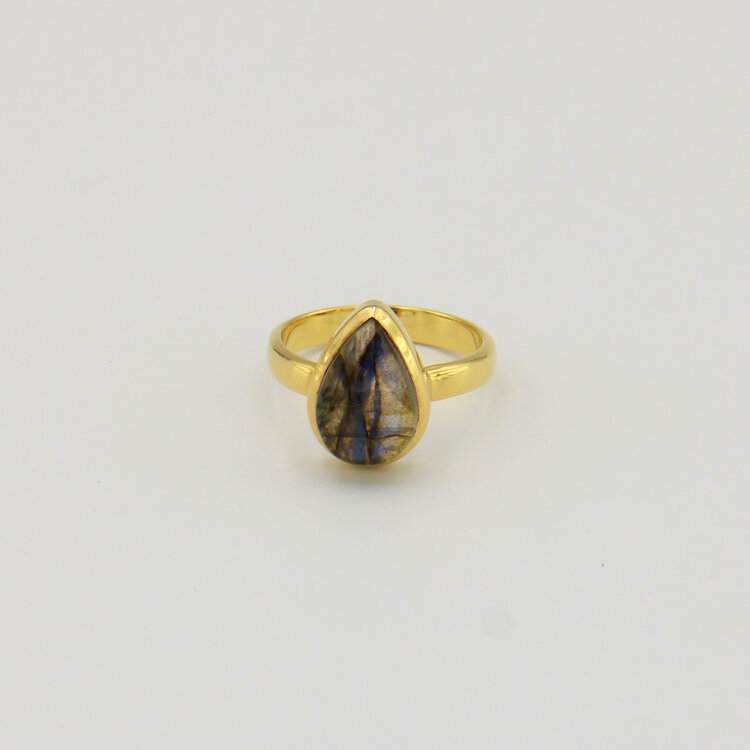 Nugent Labradorite Vermeil Teardrop Ring Sz 9