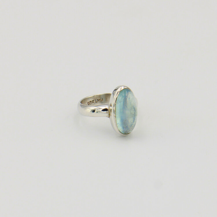 Aquamarine Oval Ring - Size 7