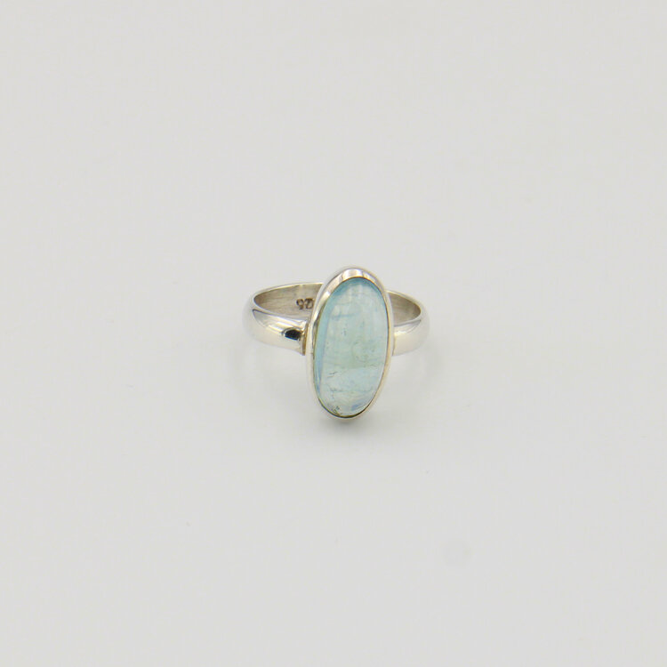Aquamarine Oval Ring - Size 7