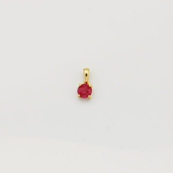 Tiny Round Ruby Sterling GP Pendant