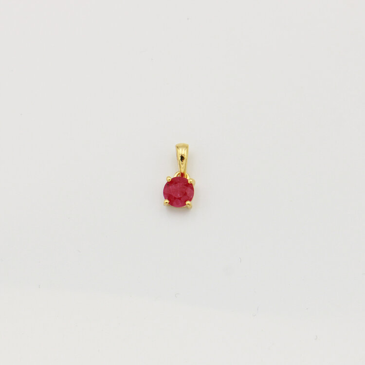 Tiny Round Ruby Sterling GP Pendant