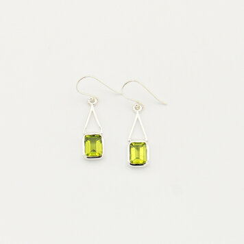 Peridot Emerald Cut Drop Earrings