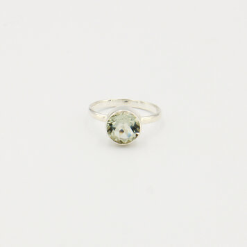 Green Amethyst Round Sterling Ring Sz 10