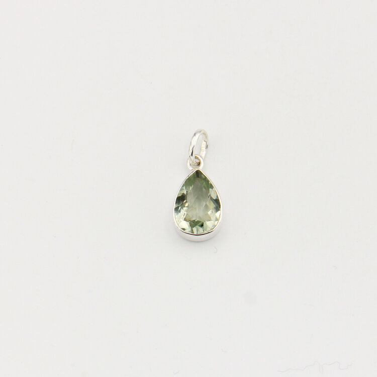 Green Amethyst Pear Sterling Pendant