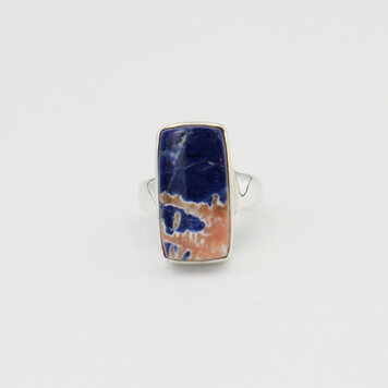 Sodalite Rectangle Sterling Ring Sz 7.5