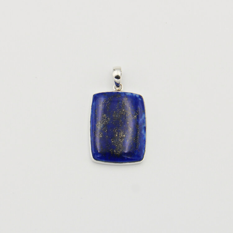 Lapis Large Rectangle Sterling Pendant