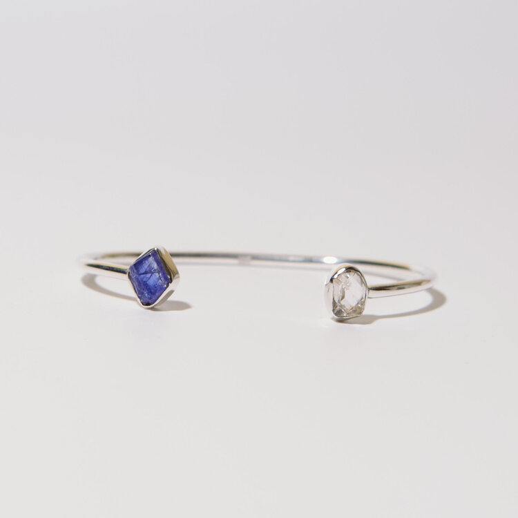 Tanzanite & Herkimer Sterling Cuff