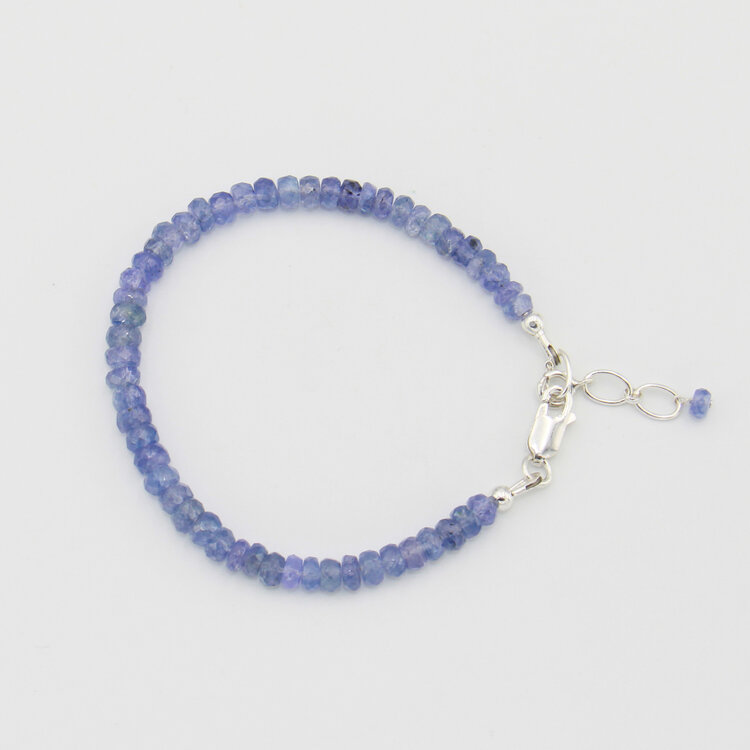 Tanzanite Beaded Sterling Bracelet