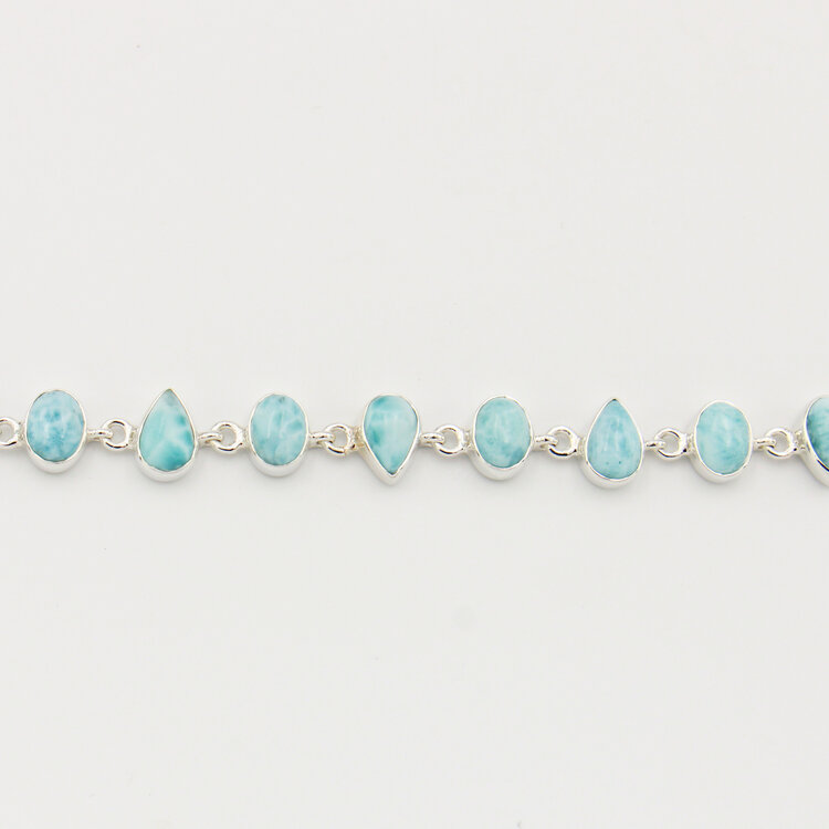 Larimar Small Pears & Ovals Sterling Bracelet