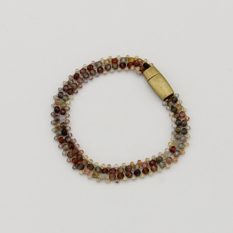 Tundra Sapphire & Tiny Zircon Beaded Bracelet