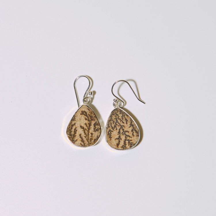 Dendrite Pear Sterling Earrings
