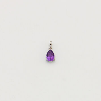 Amethyst Pear Prong Sterling Pendant